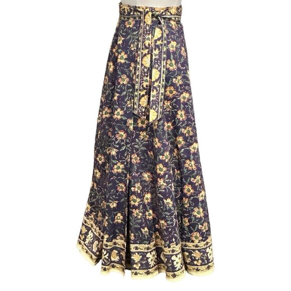Ethnic Indian Wear Women’s Cotton Hand Printed Boho Maxi Skirt in Size Large - Picture 2 of 10